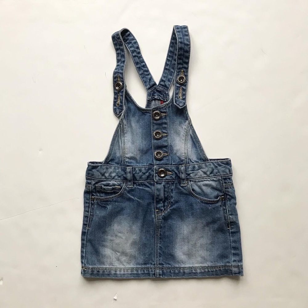 Zara distress wash button front dress jumper EUC 4-5T